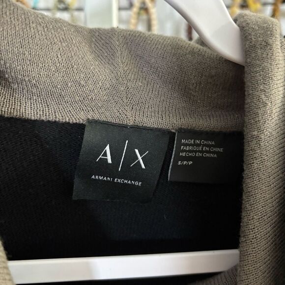 Armani Exchange Black Cotton Knit Full Zip Sweater hoodie - Picture 4 of 8